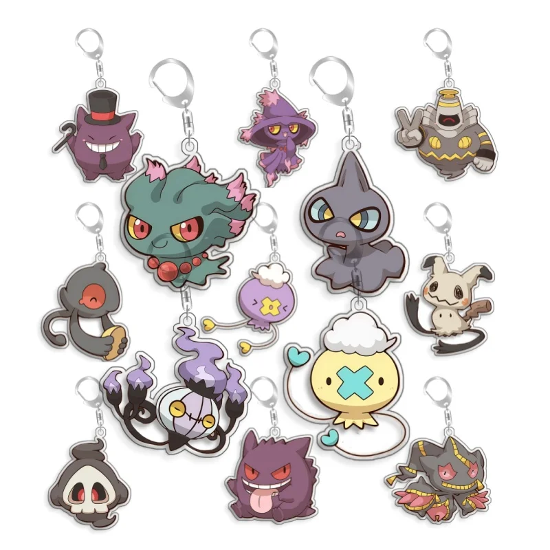 Оригинальный акриловый брелок-подвеска ручной работы с персонажами Pokemon: Qikchu, Gengar, Misdreavus, Dusknoir, Banette. Милый мультяшный аниме-аксессуар, подарок.