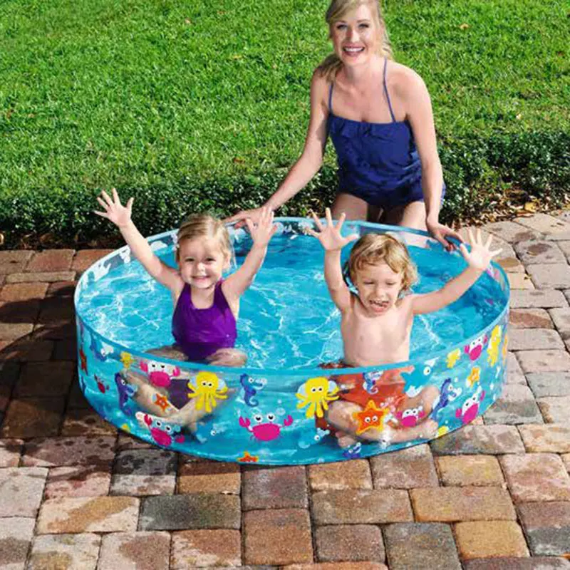 122cm x 25cm Round Instant Foldable Transparent Deep Sea Theme Swim Pool for Kids Child Paddling Pool Summer Backyard Water Play