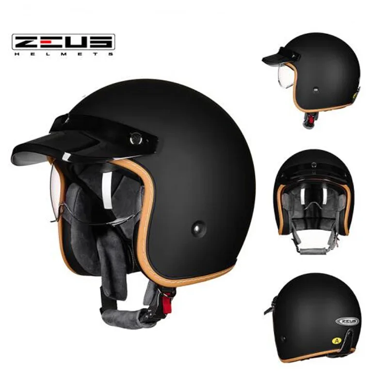 

ZEUS Motocross Motorcycle Helmet Men Women Retro 3/4 Face Electric Bicycle Safety Motorbike Helmets ABS Moto Accessories Cascos