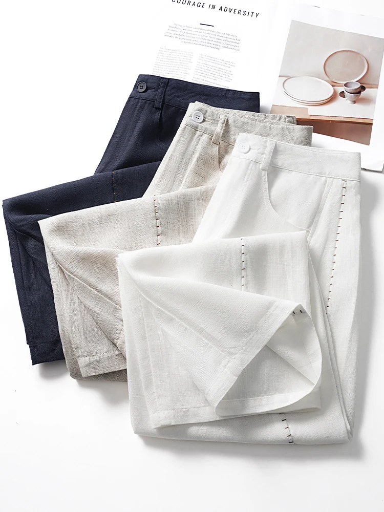 

High Waist Loose Fit Summer Thin New Style Women's Harem Pants Linen Knife Casual Loose Length Nine Pants