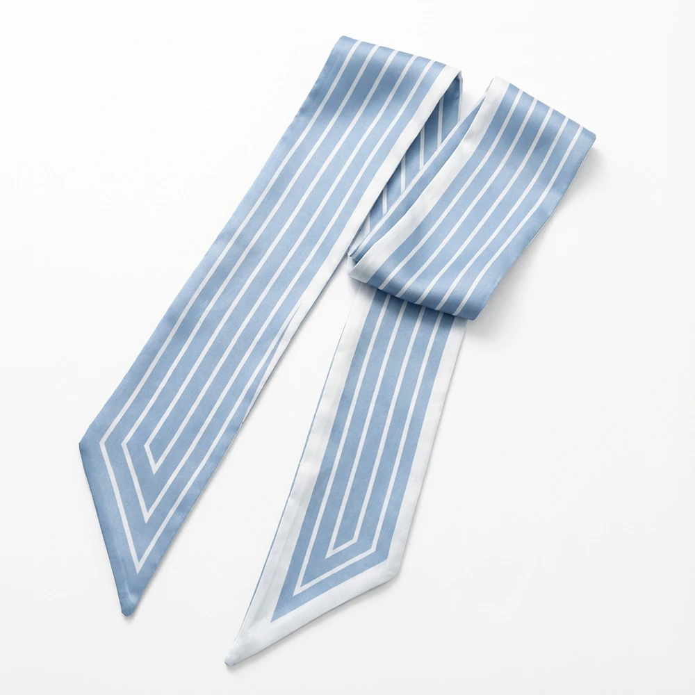 Bedruckter Haarschal für Damen, 90 cm, Satinband, Stirnband, Halswickel, Tasche, Gürtel, Geschenkverpackung, Zubehör – Detail 9