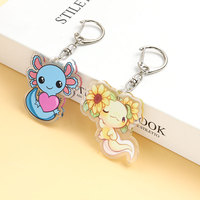 Lovely Axolotl Series Acrylic Keychain Men Women Trendy Accessories Creative Gifts Kawaii Animal Image Keyring Keys Bag Pendant