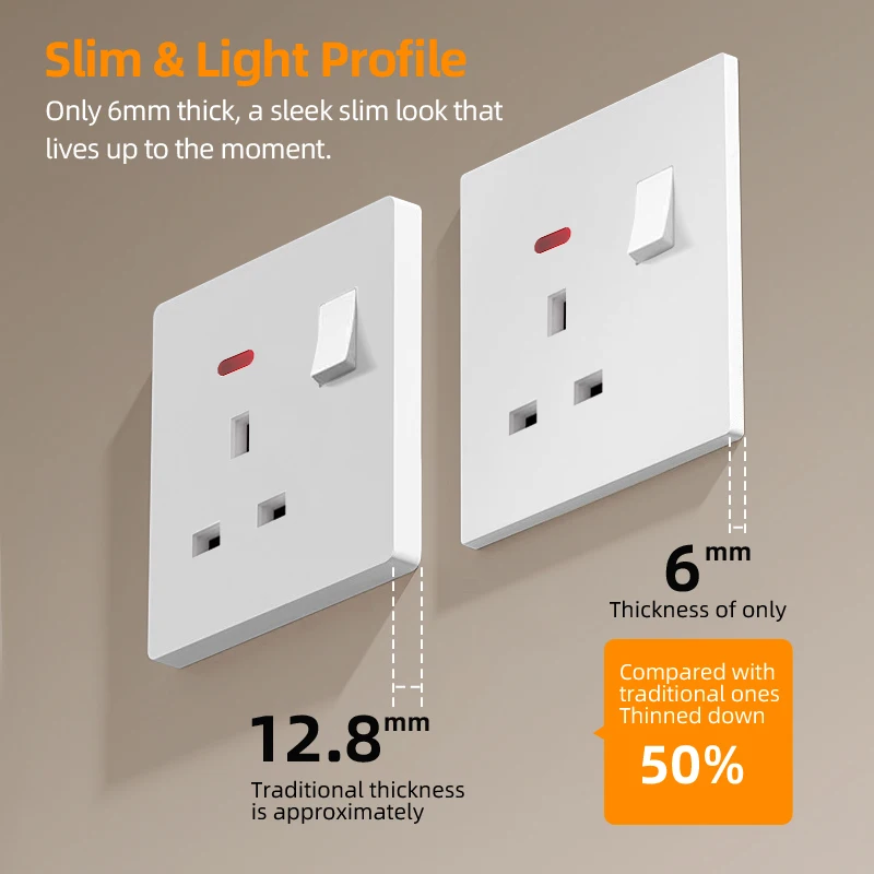 Ultra-Thin White 2-Gang Wall Light Switch Minimalist Sleek Flush-Mount Design for Modern Home And Office