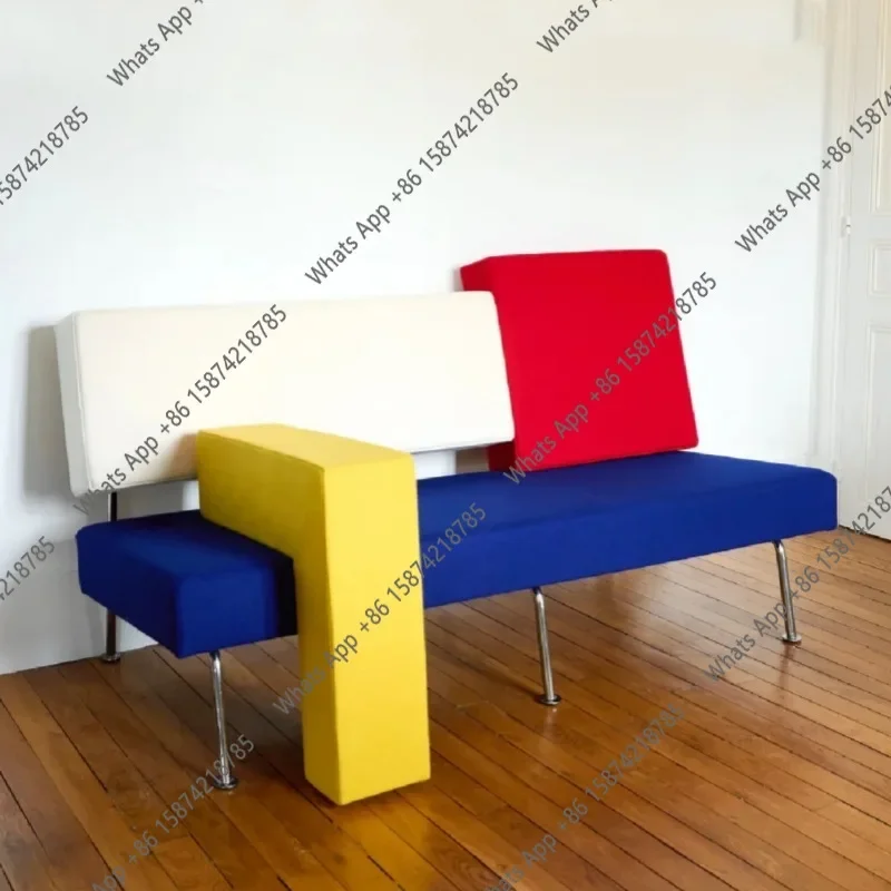 N67 Abstract designer geometric sofa color matching art small apartment store niche fabric sofa
