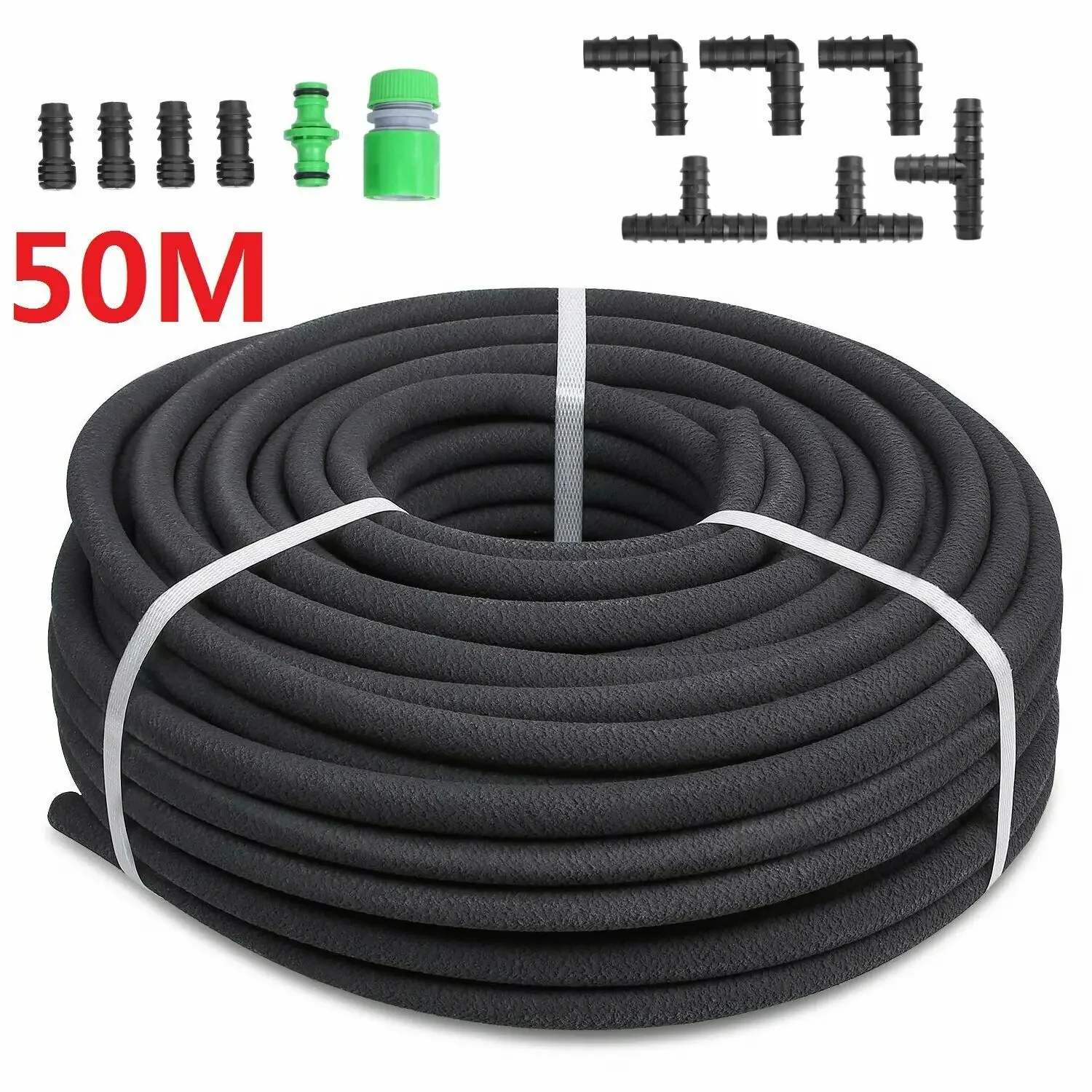 50m Perforated Water Pipe Rubber PE Black Hose Buried Underground Irregular Microporous Uniform Water Garden Irrigation