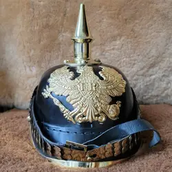 Prussia German Pickelhaube Brass Hat 62cm Vintage Iron Officer