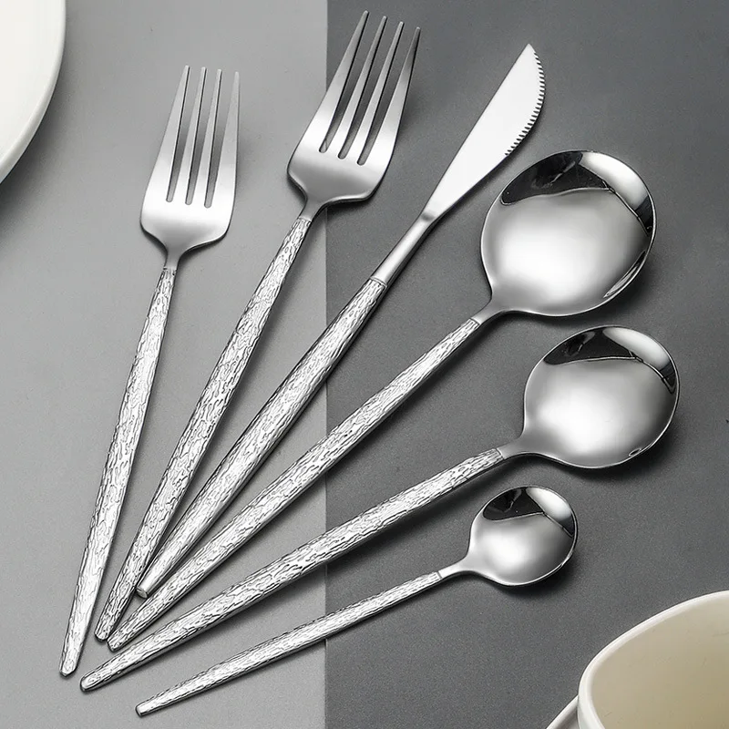 Luxury  Stainless Steel Cutlery Set Sliver Western Dinnerware Hotel Wedding Table Decoration Knife Fork Spoon Dessret Spoo