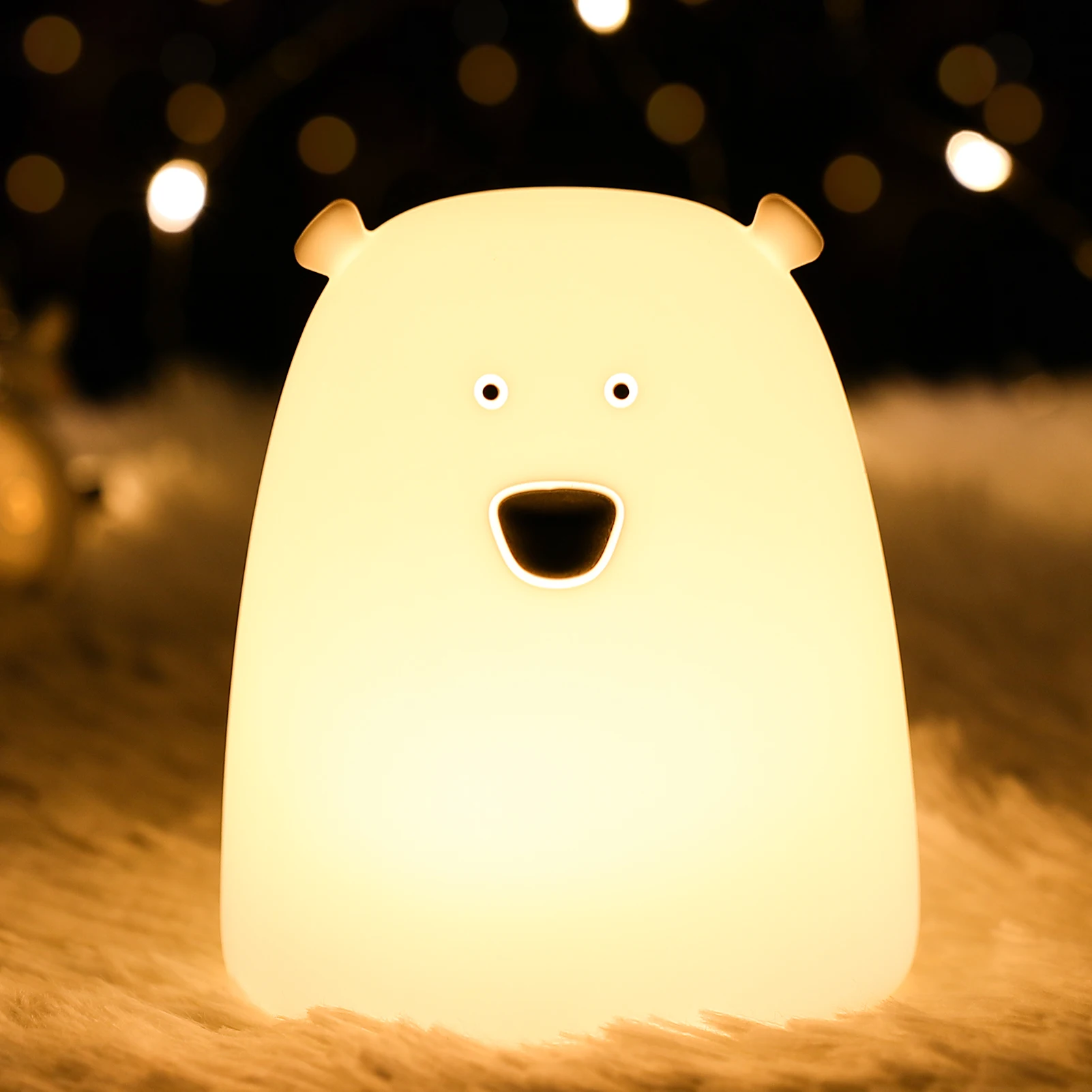 Mini Cat Nightlights Kawaii Bear Touch Sensor Night Lamp Cute Elf Lighting 7 Colors Led Gift for Baby Kids Christmas Decor Room