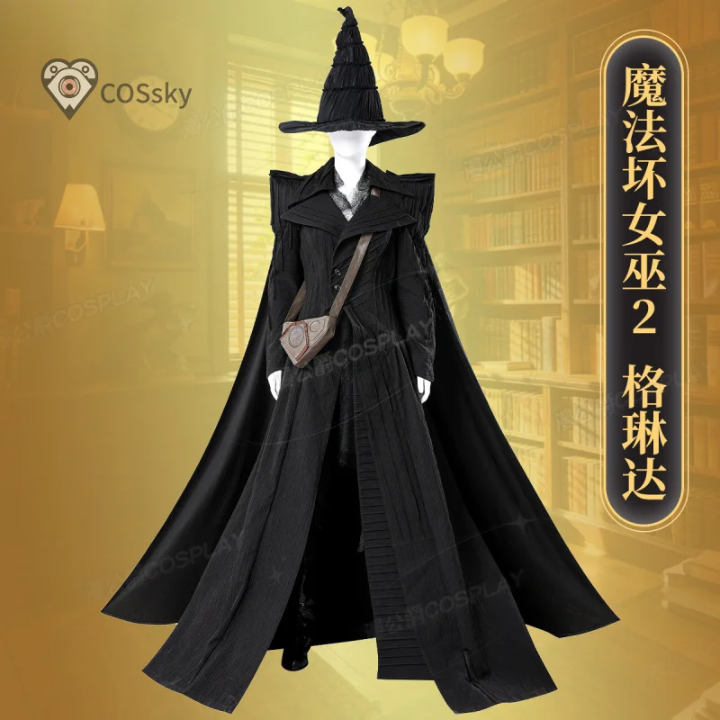 

Movie Wicked 2 Elphaba Cosplay Costume Full Sets Coat Black Uniform prop Hat for Women Halloween Carnival Party Roleplay Outfit