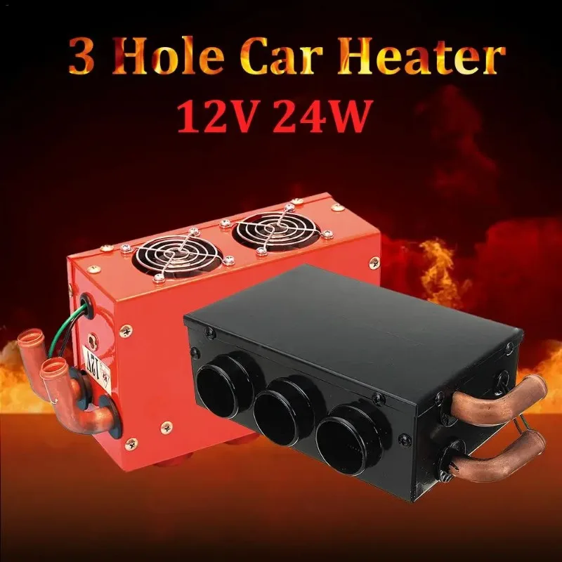 12V/24V 3 Hole Heating Fan 24W Truck Car Heater Low Noise Winter Warm Dryer Glass Defroster Window Heater Interior Accessories