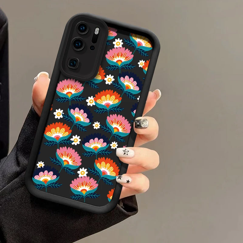 Florals Phone Case For Huawei P50 Pro P40 Lite 5G P30 P20 Y9 Prime 2019 Y7A Y9S P Smart Pro Soft Matte TPU Shockproof Cover
