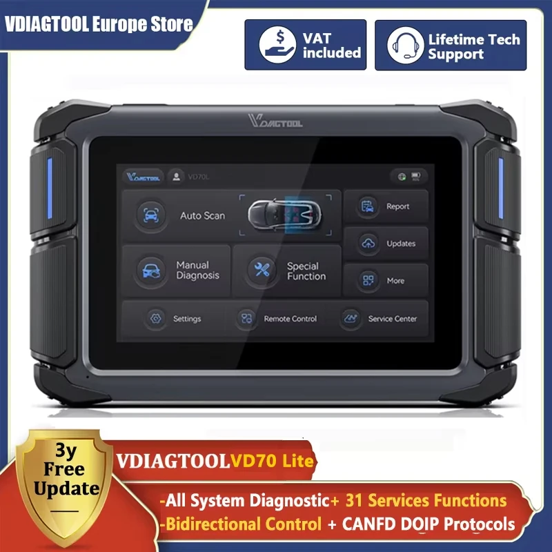 VDIAGTOOL VD70 Lite Full System Car Diagnostic Tool OBD2 Bidirectional Control Scan Automotive Scanner With CANFD DoIP 31+ Reset