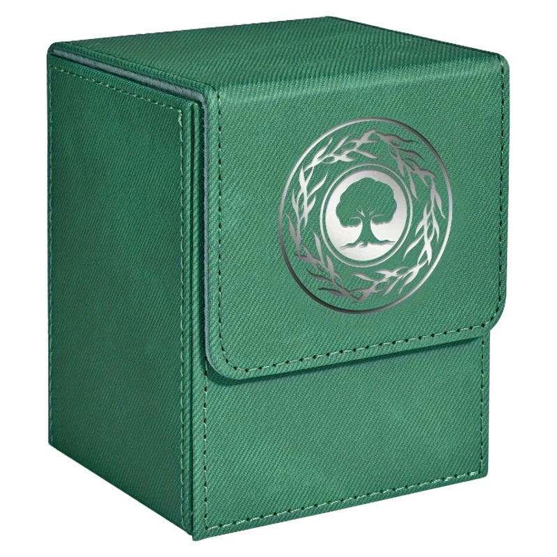 Card Deck Box, hold 100+ single sleeved cards, PU leather denim embossed