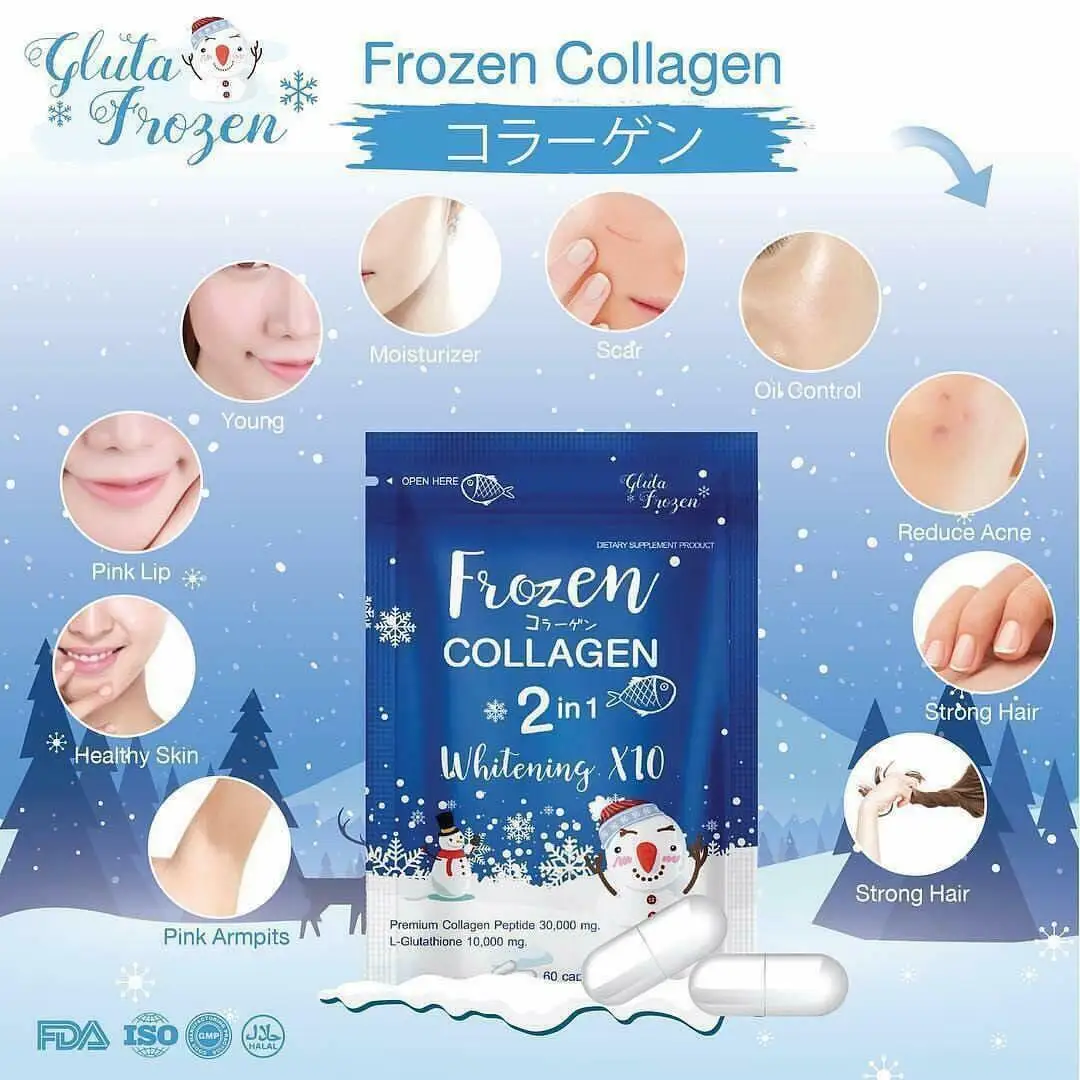 600pcs/ Frozen Collagen Whiteningx10 Younger Brightening Reduce Acne Freckles Skin Bright Whitening Antioxidant Frozen Collage