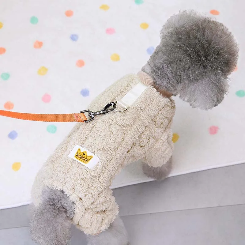 Winter Warm Fleece Dog Jumpsuit Four-Legged Soft Dog Clothes for Small Medium Dogs Cats French Bulldog Poodle Teddy Clothing