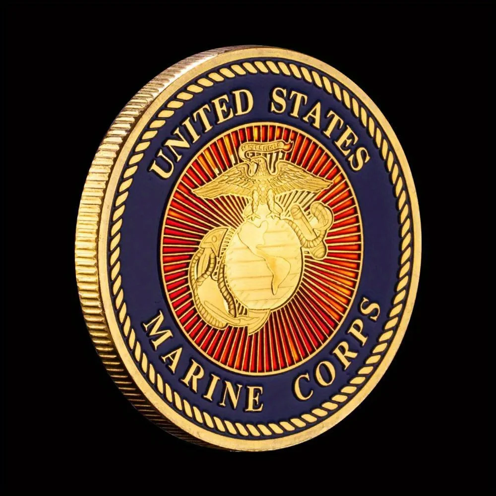 United States Marine Corps Challenge Coin USMC Force Recon Skull Pattern Commemorative Coin Golden Plated Souvenirs and Gifts