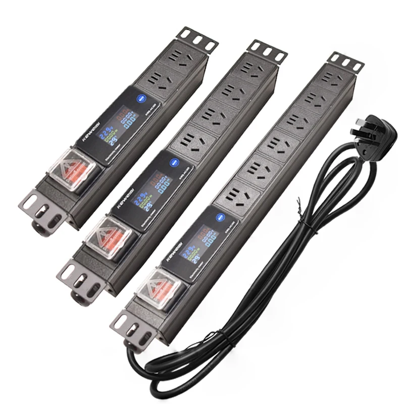 PDU Power Strip Distribution Unit 10A AU China Socket 5 hole ampere/volt/watt digital display instrument 2Meter Cord Rack Mount