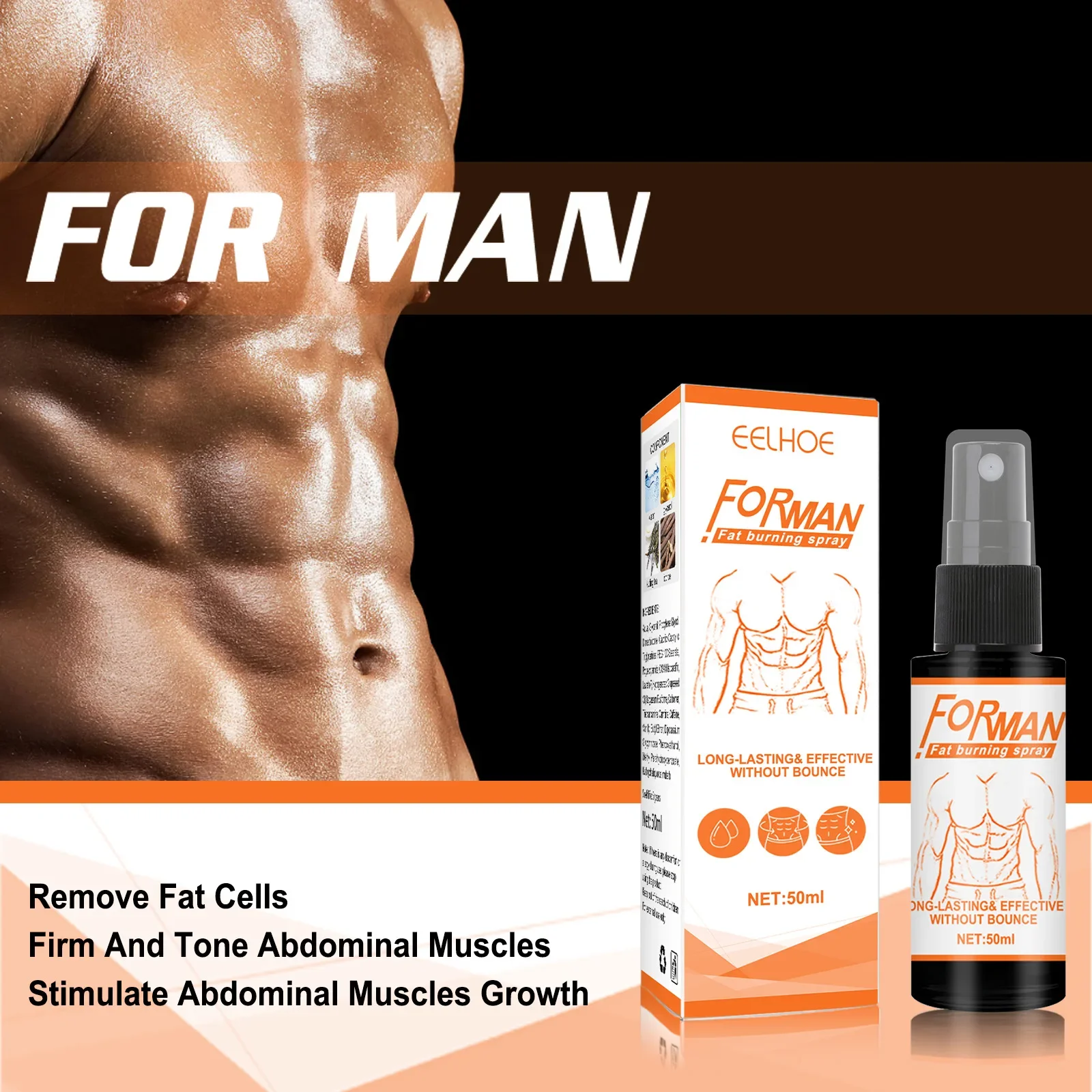Men Fat Burning Spray Cellulite Removal Firming Weight Loss Tighten Abdominal Muscle Muscle Spray Slimming Spray 50ml Похудение view 4