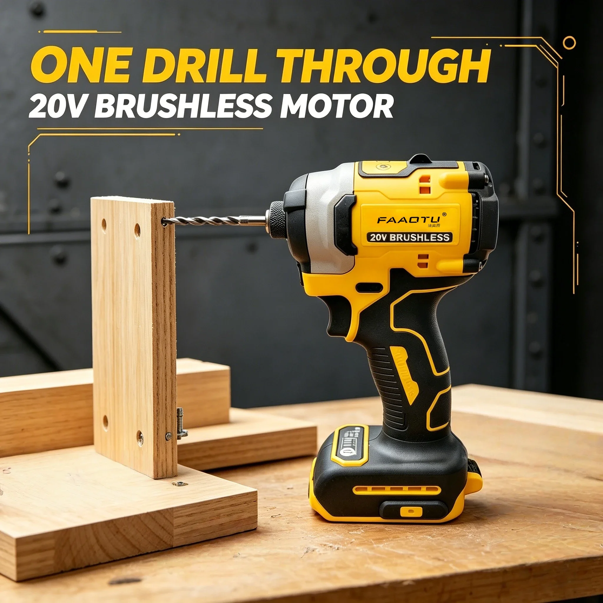 FAAOTU 850 20V Brushless Impact Driver, Same Performance as DW Compatible with DW batteries NO battery