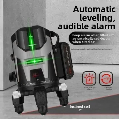 Green Light 5-line Level Laser Infrared Outdoor High-precision Wall Automatic Leveling Level