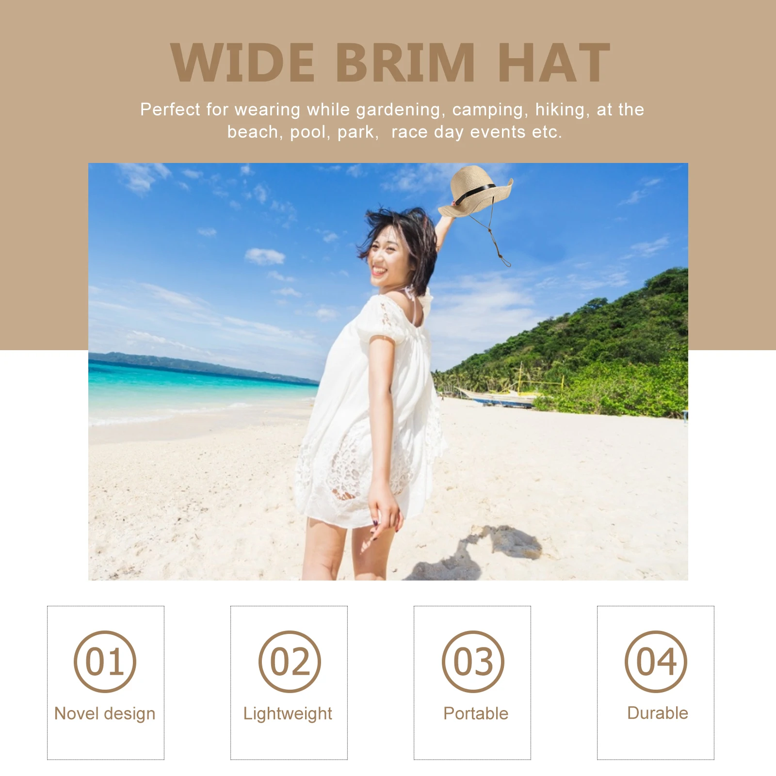 

Trendy Straw Sunscreen Denim Hat Wide Brim Foldable Floppy Beach Hats for Women Gardening Camping Lightweight Breathable