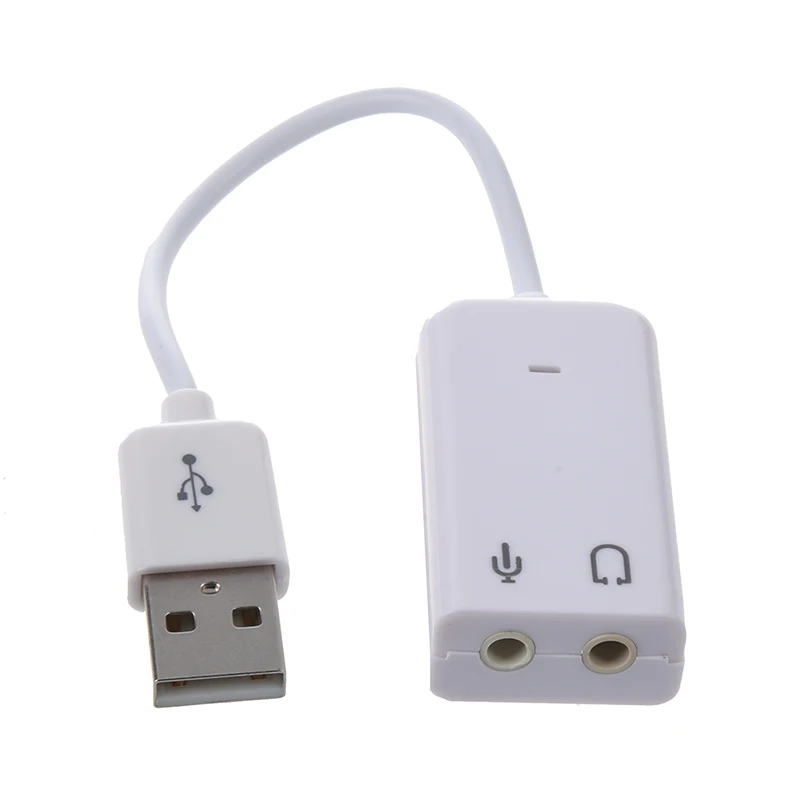 Best 3.5mm Microphone Earphone Socket USB 2.0 Sound Card Speaker Audio Adapter White