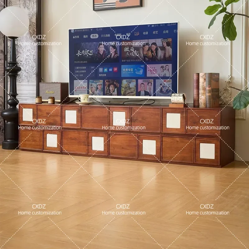 Mies Style Modular Combination Cabinet Ash Wood Edge Retro Solid Wood Card Door Storage Unit for Living Room Home