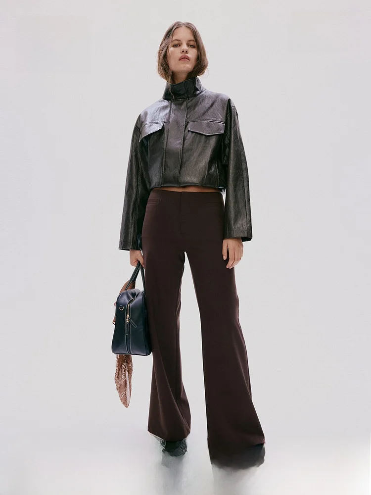 

H&M Summer New Women's Suit Pants 1313690 Elegant Professional Fashionable High Waist Straight Leg Trousers