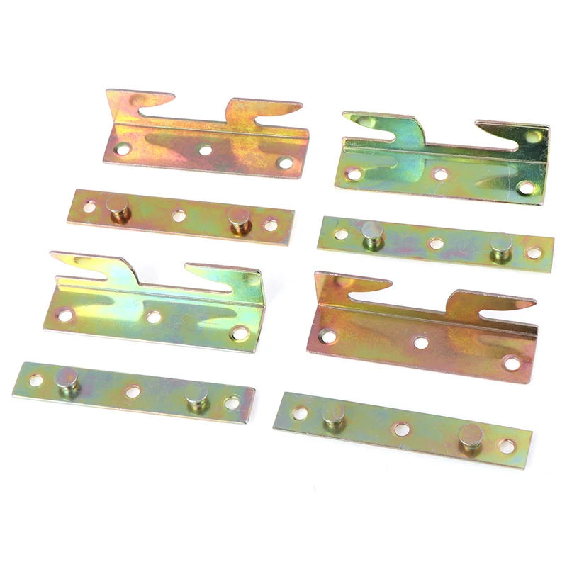 4 Sets Furniture wood bed rail bracket fitting snap connectors mount hole