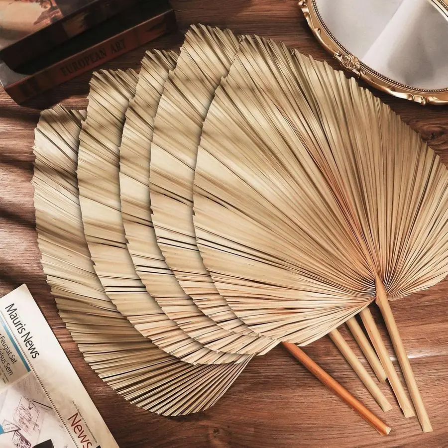 Natural Dried Palm Leaves, 17.3 Inch, 10 Pieces, Beige and Brown, for Wedding Decor and Centerpieces Brown - Detail 1