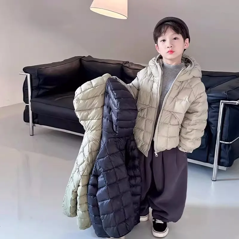 

Winter Warm Boys Casual Plain Hooded Zipper Puffer Jackets School Kids Thick Track Coats Top Children Outfit Windbreaker 3-14 Yr