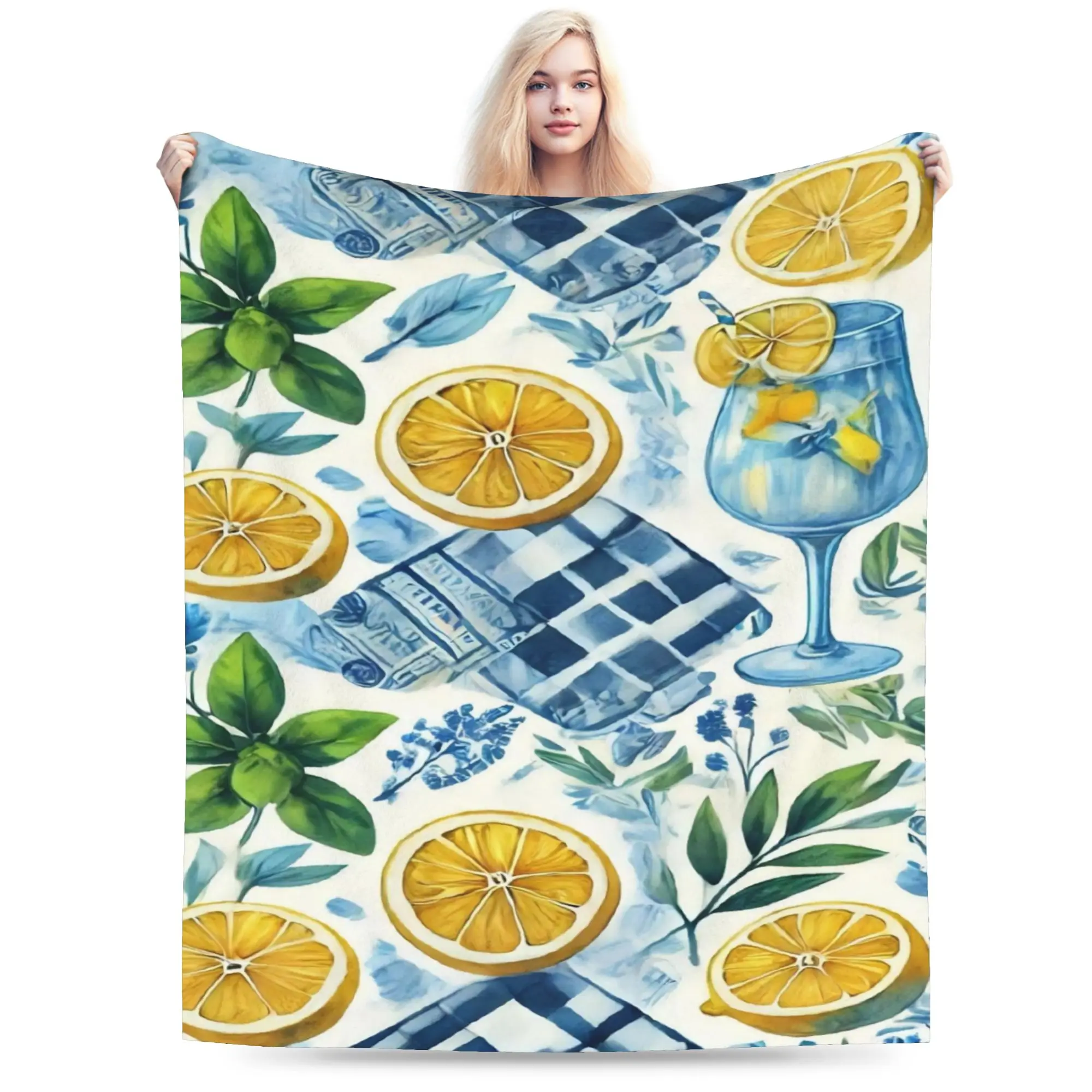 Lemon Sicily Rectangle Blanket Fleece  Cozy Super Soft Throw Blanket for Home Quilt