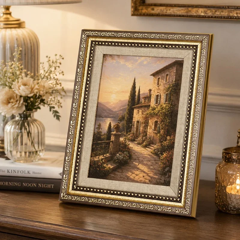 Vintage European Style Photo Frame Retro Carved Ornate Picture Frame Tabletop Wall Mount 5-10 Inch Home Art Decor Display Frame