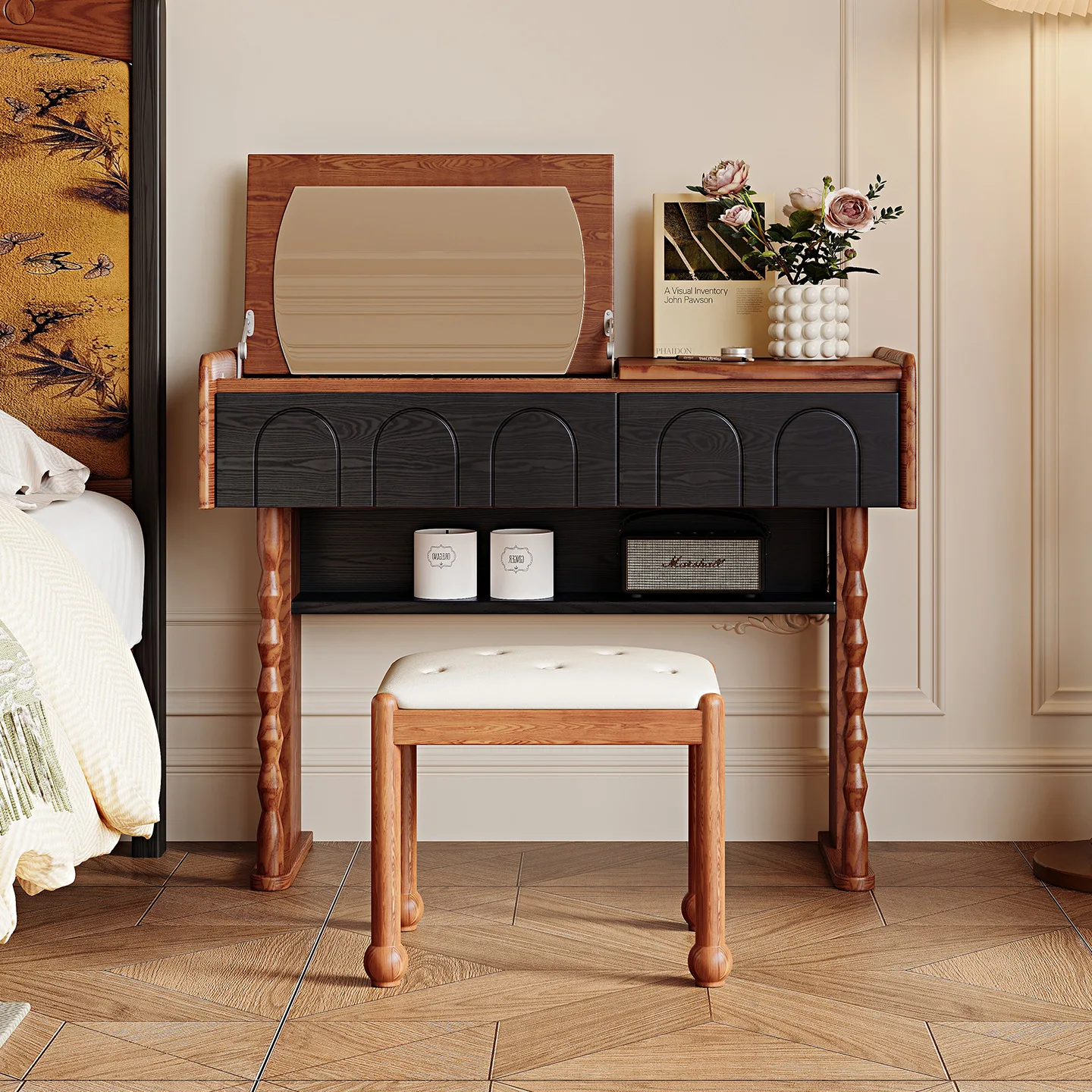 Solid wood dresser ash wood master bedroom small apartment makeup table with drawers makeup table
