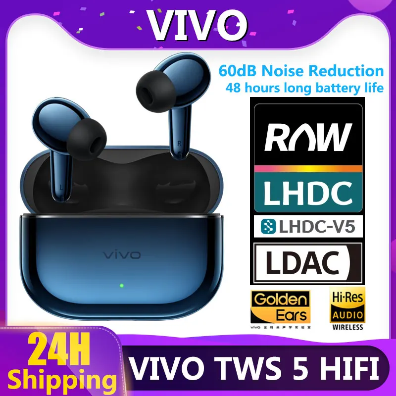 Official Vivo TWS 5 Hi-Fi Wireless Bluetooth Earphone LHDC 5.0