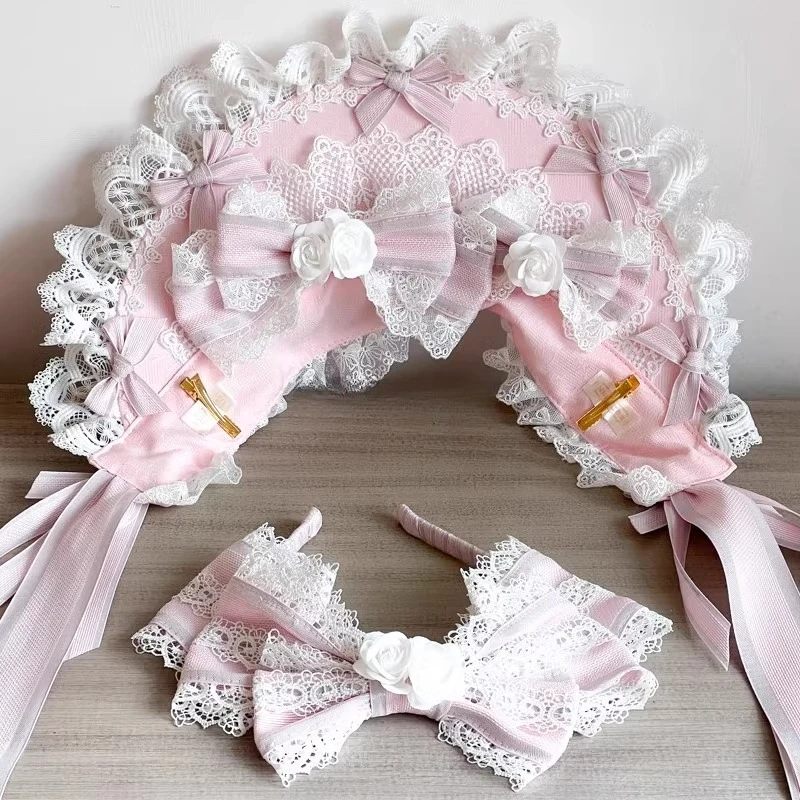 

Original Handmade Christmas Light Pink Flower Wedding Lace Bow KC Sleeves