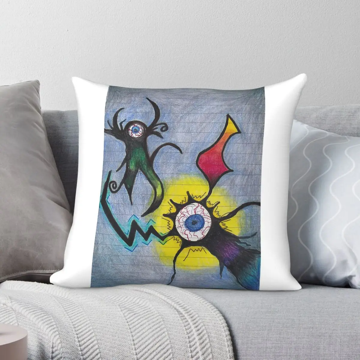 Eye Monster Halloween Square Pillowcase Polyester Linen Velvet Creative Zip Decor Sofa Seater Cushion Cover
