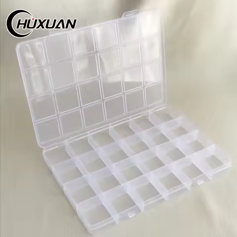 1pc 24 Grid Rectangle Plastic Jewelry Box Compartment Storage Box Case Jewelry Earring Bead Craft Display Container Organizer