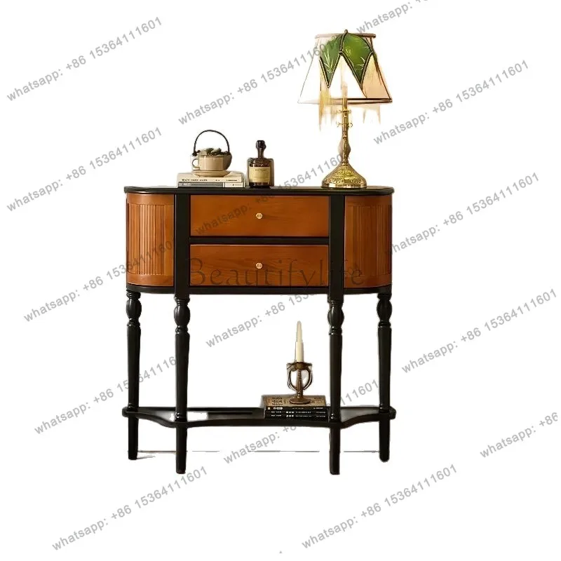 

New French retro entrance cabinet medieval solid wood ash wood ultra-narrow entrance cabinet