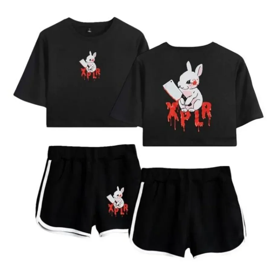 

XPLR Merch Sam and Colby Tracksuit Women 2 Piece Set Crop Top and Shorts Two Piece Outfits Casual Sportwear Twopiece Sweatsuit