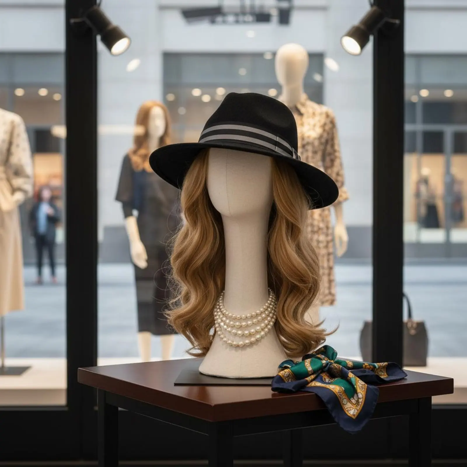 Pinnable Hairpiece Head Foam Interior Textile Covered Mannequin Head Linen Hat Display Stand for Retailers, Shop Window