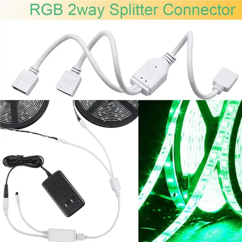 2X LED Strip Connector Kit For 5050 10Mm 4Pin RGB LED Strip,2 Way Splitter,DIY Accessories For RGB LED Strip Connection