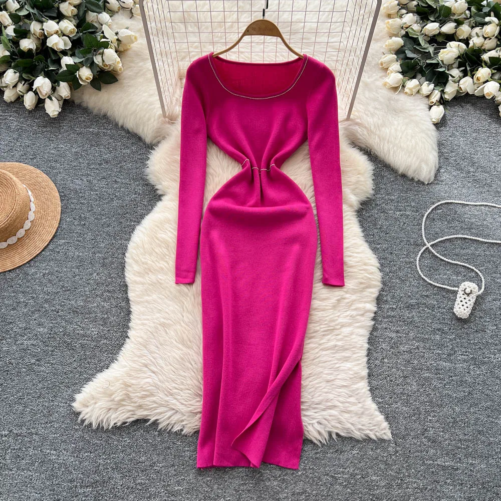 Chic vintage strass collo quadrato sottile elegante fata moda coreana Boho vestito estivo abbigliamento donna