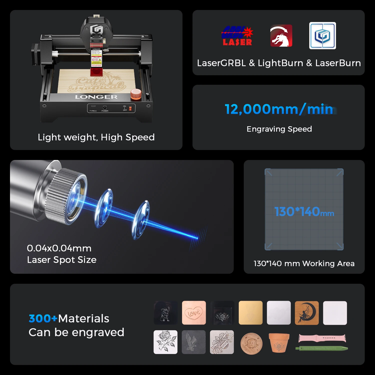 أطول RAY5 2.5 واط/3.5 واط الليزر حفارة واي فاي USB APP اتصال النقش سرعة 12,000 مللي متر/دقيقة آلة قطع النقش 130*140 مللي متر