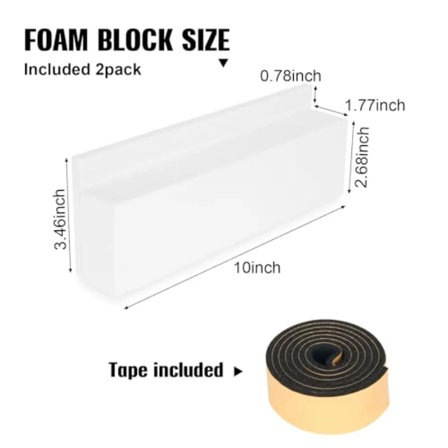 Insulation Foam Block 2 Pack, for U-Shape Window Air Conditioner Units with Foam Strip, Stop Cold Drafts Air Leak, Compatible w