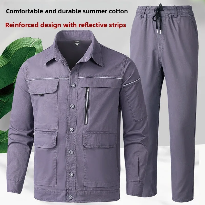 

Summer Anti-Scalding Cotton Workwear Set Thin Long Sve Men's Fireproof irt Breathable Fac Workop Workers orm