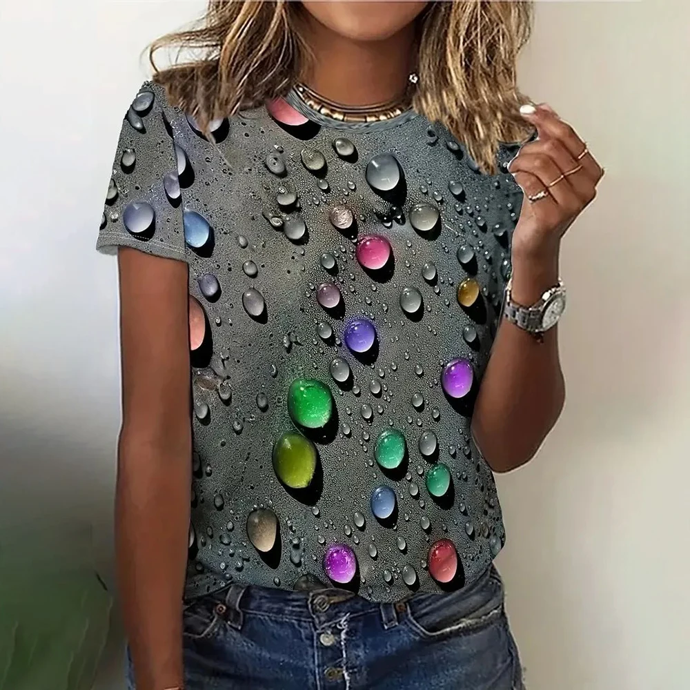 Camiseta con estampado 3D de amor para mujer, Tops informales de manga corta con cuello redondo, ropa de tendencia Hip Hop para mujer, camisetas sueltas para niña