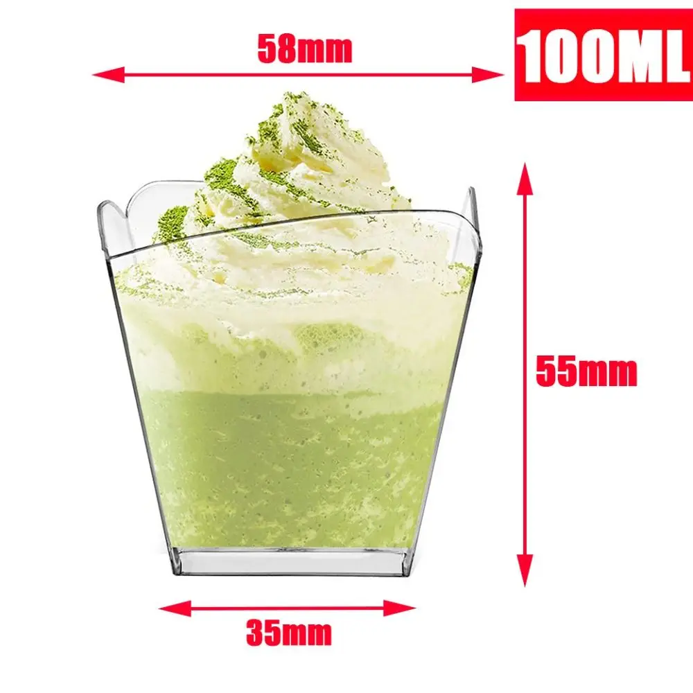 10Pcs Yogurt Cup Disposable Mousse Cup Transparent Clear Pudding Cup Plastic with Cover Dessert Cake Cup