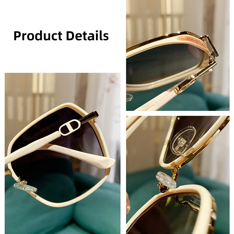 New Fashion Polarized Sunglasses Women UV400 Gradient Lens Sun Glasses Oversized Retro Square Luxury Brand Oculus