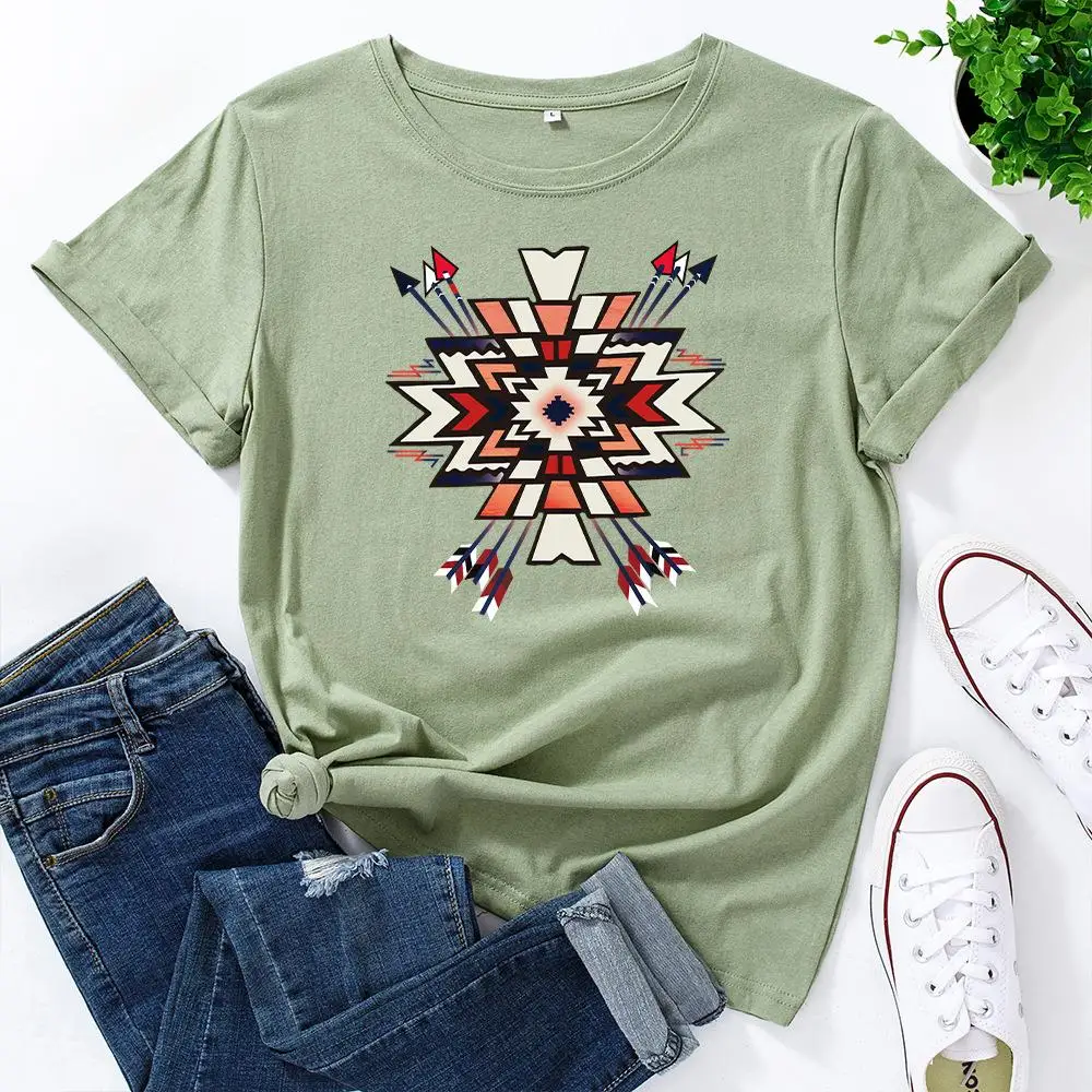 Women's Street Sle Cotton ort Sve T-irt Loose Fit Printed Casual Top for Ladies Winter Collection Faionable Tee